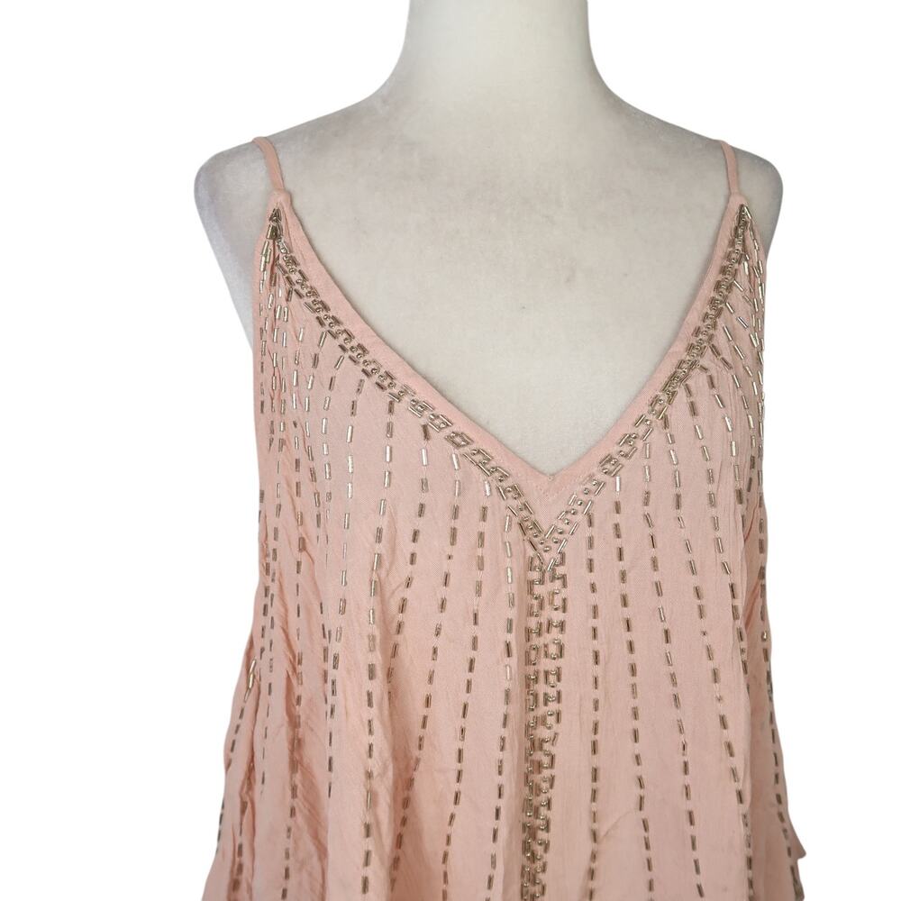 Free People Free Fly Light Pink Beaded Cami Tank Top Large NWT - Picture 2 of 8